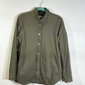 Columbia Fleece Lined Button Up Jacket Women's Large Green